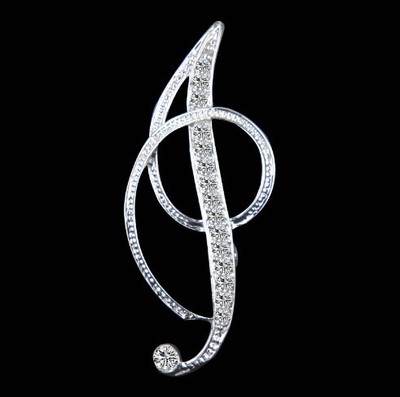 Picture of Pin Brooches Capital Alphabet/ Letter Message " I " Silver Plated Clear Rhinestone 1 Piece