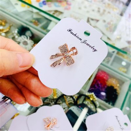 Picture of Pin Brooches Bowknot Gold Plated Clear Rhinestone 1 Piece