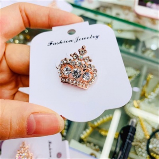 Picture of Pin Brooches Crown Gold Plated Clear Rhinestone 1 Piece
