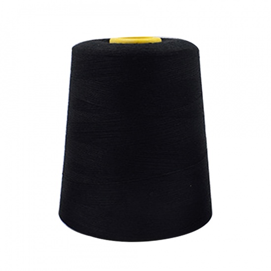 Image de Noir - 8000 Yards Fils à coudre Couture Cônes de fil en polyester Vêtements en corde de polyester Fournitures de couture Roll 1 rouleau