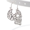 Immagine di Halloween Hoop Earrings Antique Silver Color Skull 1 Pair
