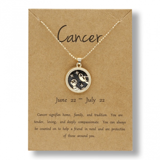 Imagen de Greeting Card Jewelry Necklace Gold Plated Ball Cancer Sign Of Zodiac Constellations 1 Piece