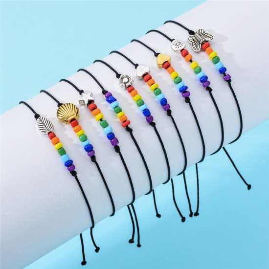 Picture of Yoga Healing Braided Bracelets Multicolor Leaf Adjustable 1 Piece