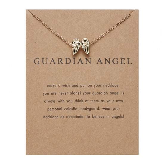 Picture of Greeting Card Jewelry Necklace Gold Plated Wing 1 Piece