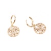 Picture of Hoop Earrings Real Gold Plated Round Flower Clear Rhinestone 34mm x 17mm, Post/ Wire Size: (17 gauge), 1 Pair