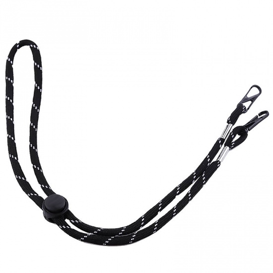 Immagine di Face Mask And Glasses Neck Strap Lariat Lanyard Necklace Black 40cm(15 6/8") long, 1 Packet（5 Pcs/Packet）
