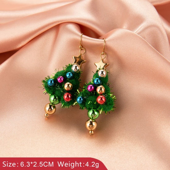 Picture of Earrings Gold Plated Multicolor Christmas Tree 1 Pair