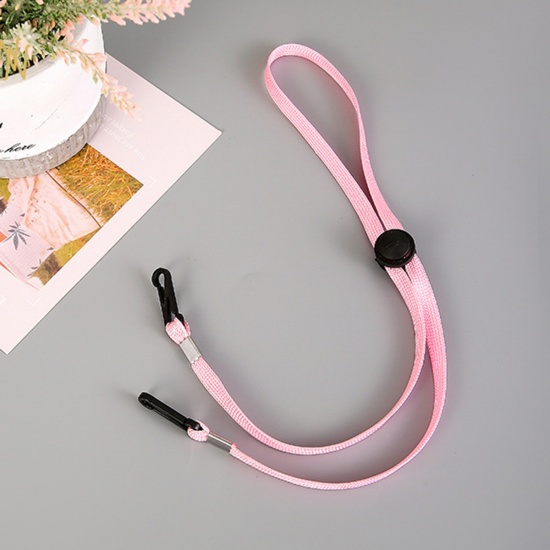Picture of Nylon Face Mask Neck Strap Lariat Lanyard Necklace Pink Adjustable 70cm(27 4/8") long, 1 Piece