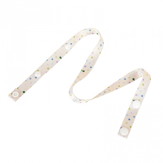 Imagen de Polyester Face Mask Neck Strap Lariat Lanyard Necklace Dot Creamy-White Adjustable 62cm long, 1 Piece