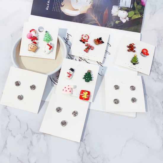 Picture of Acrylic Pin Brooches Christmas Ginger Bread Man Tree Mixed Color 26mm x 20mm - 22mm x 19mm, 1 Set ( 3 PCs/Set)