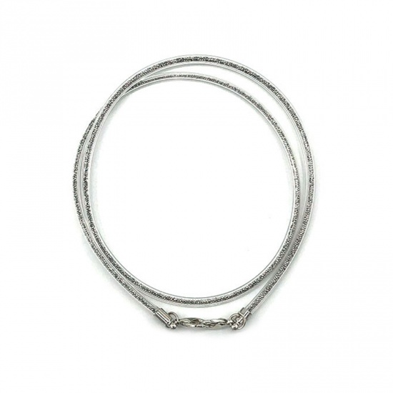 Imagen de Glass Face Mask And Glasses Neck Strap Lariat Lanyard Necklace Silver Color 52cm(20 4/8") long, 1 Piece