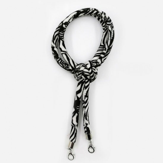 Immagine di Polyester Face Mask And Glasses Neck Strap Lariat Lanyard Necklace Black & White 70cm(27 4/8") long, 1 Piece