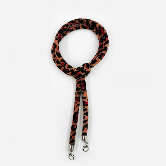 Bild von Polyester Face Mask And Glasses Neck Strap Lariat Lanyard Necklace Leopard Print Brown & Black 70cm(27 4/8") long, 1 Piece