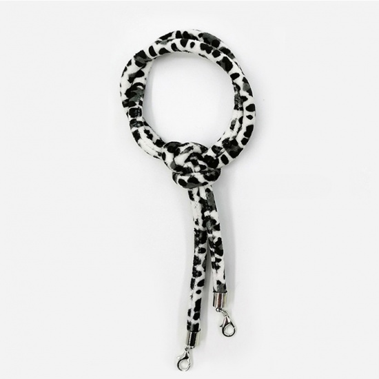 Bild von Polyester Face Mask And Glasses Neck Strap Lariat Lanyard Necklace Leopard Print Black & White 70cm(27 4/8") long, 1 Piece