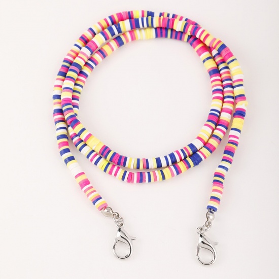Picture of Polymer Clay Face Mask And Glasses Neck Strap Lariat Lanyard Necklace Multicolor 60cm long, 1 Piece