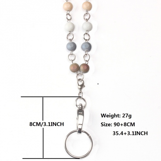 Picture of Lanyard Sweater Necklace Long Multicolor Circle Ring 90cm(35 3/8") 8cm(3 1/8") long, 1 Set