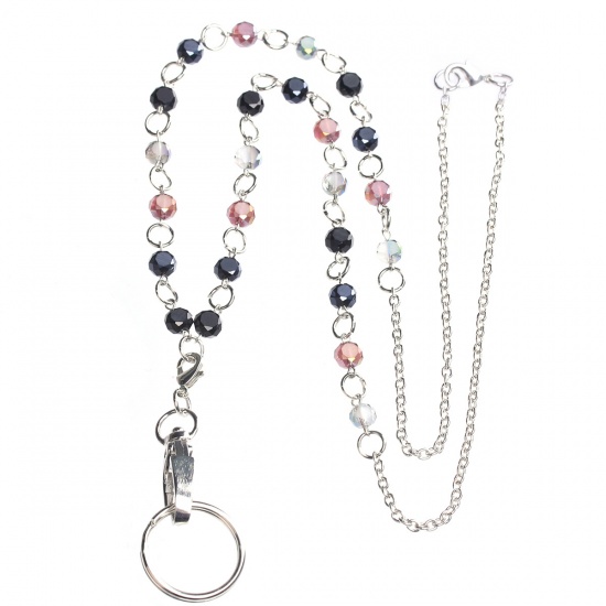 Immagine di Lanyard Sweater Necklace Long Multicolor Round 84cm(33 1/8") 7.5cm(3") long, 1 Set