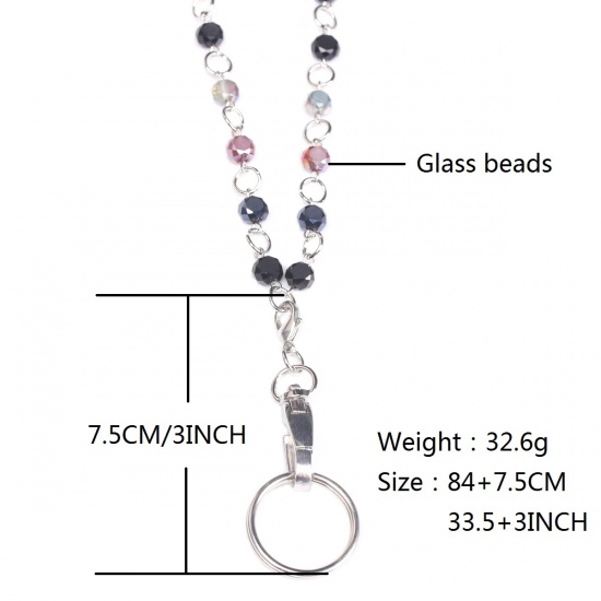 Immagine di Lanyard Sweater Necklace Long Multicolor Round 84cm(33 1/8") 7.5cm(3") long, 1 Set