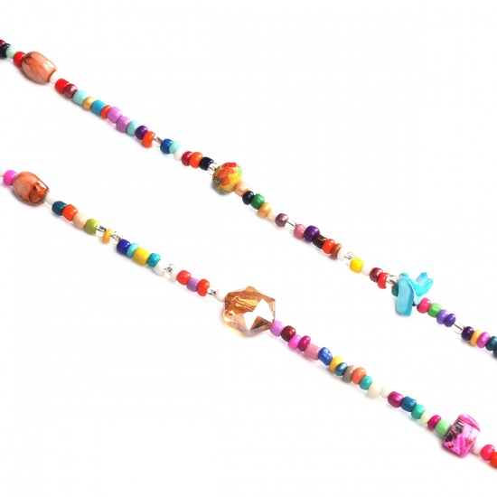 Picture of Lanyard Sweater Necklace Long Multicolor Round 80cm(31 4/8") 6cm(2 3/8") long, 1 Set