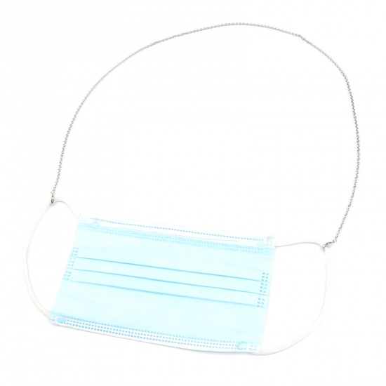 Bild von Modisch Zinklegierung Gesichtsmaske und Brille Halsriemen Lariat Lanyard Halskette Gliederkette Kette Silberfarbe 62.5cm lang, 1 Strang