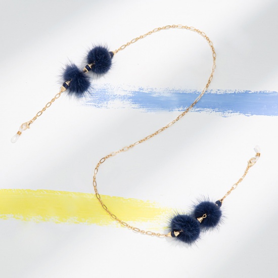 Bild von Modisch Nerz Gesichtsmaske und Brille Halsriemen Lariat Lanyard Halskette Gliederkette Kette Blau 76cm lang, 1 Strang