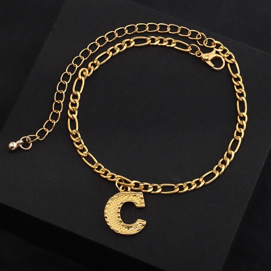 Picture of Anklet Gold Plated Capital Alphabet/ Letter Message " C " 21.8cm(8 5/8") long, 1 Piece
