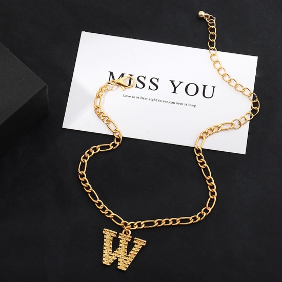 Picture of Anklet Gold Plated Capital Alphabet/ Letter Message " W " 21.8cm(8 5/8") long, 1 Piece