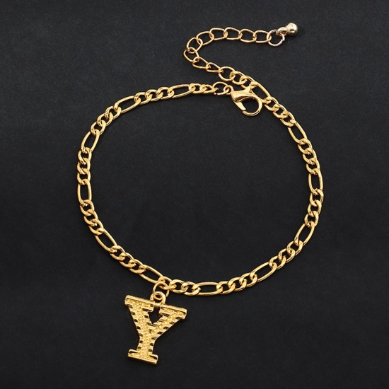 Picture of Anklet Gold Plated Capital Alphabet/ Letter Message " Y " 21.8cm(8 5/8") long, 1 Piece