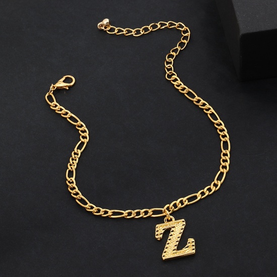 Picture of Anklet Gold Plated Capital Alphabet/ Letter Message " Z " 21.8cm(8 5/8") long, 1 Piece