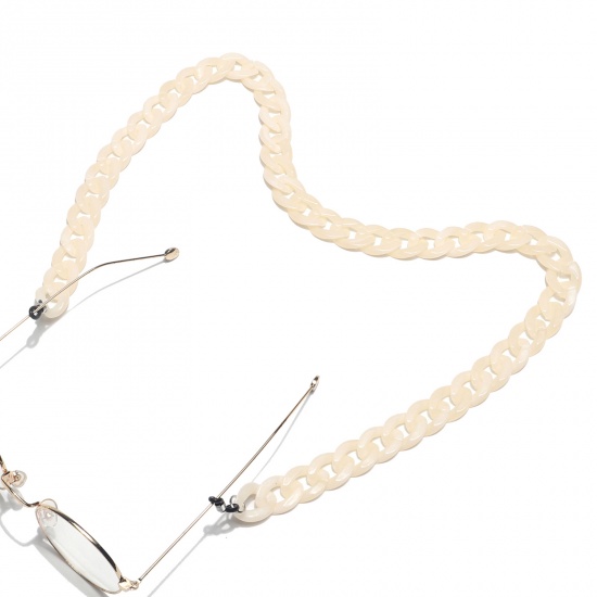 Bild von Acryl Panzerkette Kette Funde Gesichtsmaske und Brille Halsriemen Lariat Lanyard Halskette Beige Antirutsch 65cm lang, 1 Strang