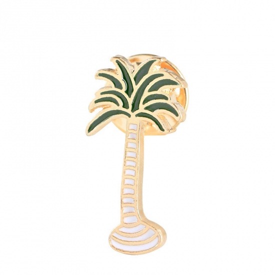 Picture of Pin Brooches Coconut Palm Tree Green 1 Piece