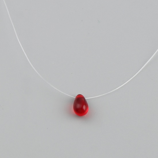 Picture of Glass Necklace Red Drop 37cm(14 5/8") long, 1 Piece