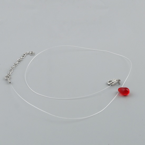 Picture of Glass Necklace Red Drop 37cm(14 5/8") long, 1 Piece