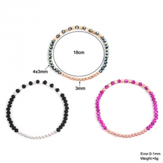 Picture of Glass & Acrylic Dainty Bracelets Delicate Bracelets Beaded Bracelet Light Pink Faceted 18cm(7 1/8") long, 1 Piece