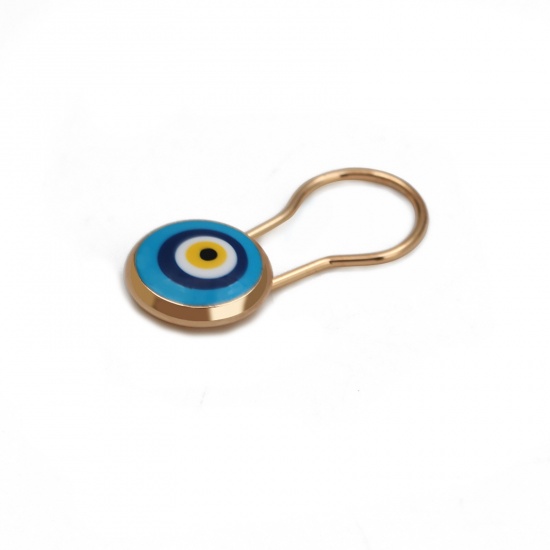 Picture of Pin Brooches Pin Evil Eye Royal Blue Enamel 25mm x 10mm, 1 Piece
