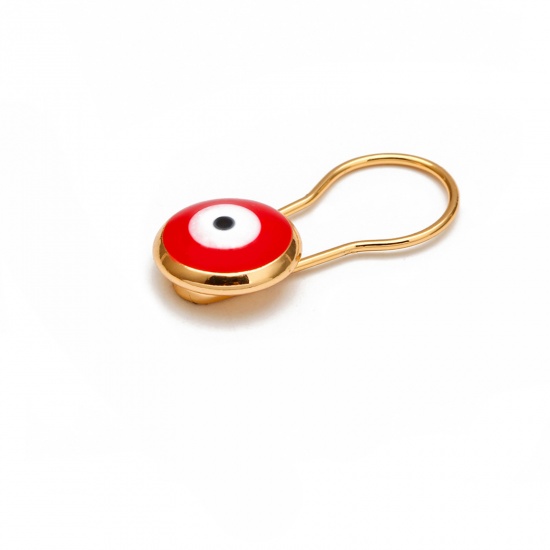 Picture of Pin Brooches Pin Evil Eye Red Enamel 25mm x 10mm, 1 Piece