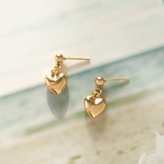 Picture of Earrings Gold Plated Heart 18mm x 10mm, 1 Pair