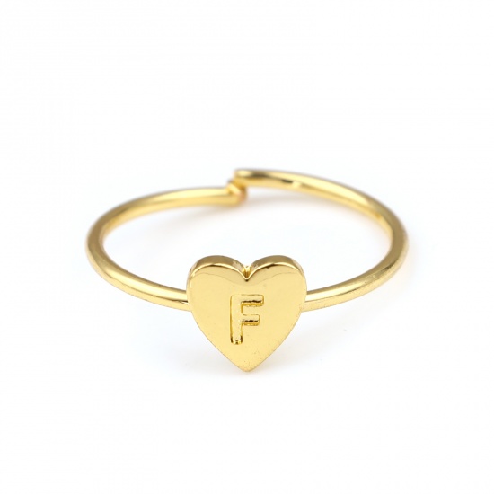 Imagen de Abierto Anillos Chapado en Oro Corazón Mayúscula Letra " F " 1 Unidad