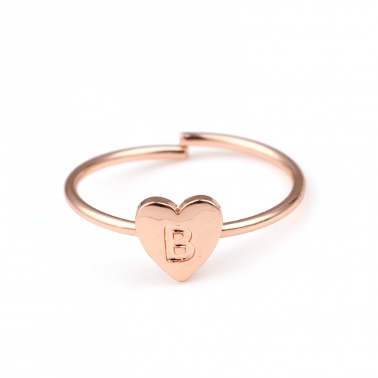 Imagen de Abierto Anillos Oro Rosa Corazón Mayúscula Letra " B " 1 Unidad