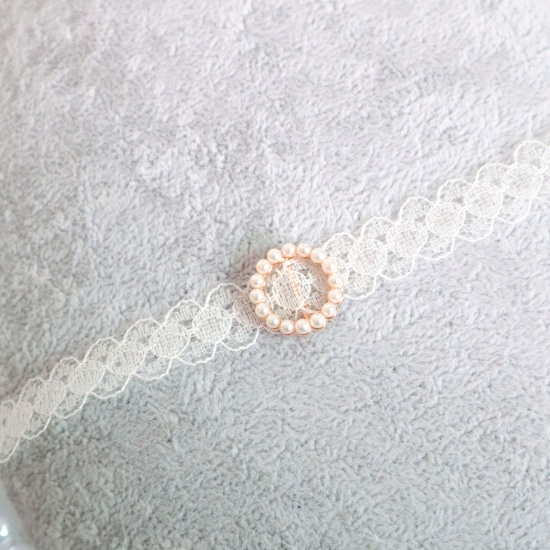 Immagine di Pizzo Strozzatore Collana Bianco Anello Imitata Perla lunghezza: 30cm, 1 Pz