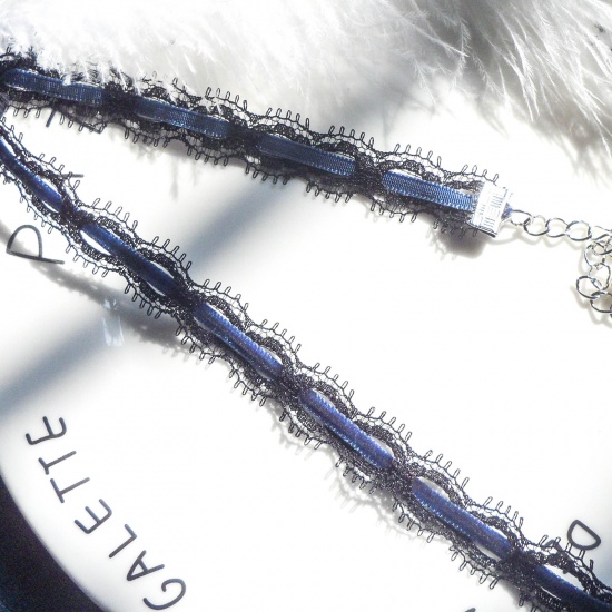 Picture of Velvet Choker Necklace Blue 30cm(11 6/8") long, 1 Piece