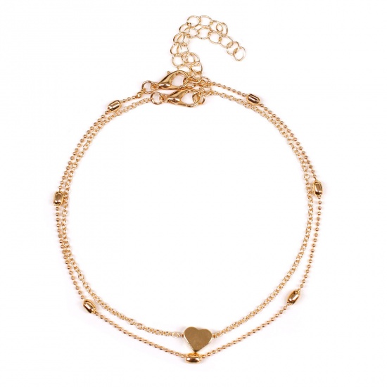 Picture of Multilayer Layered Anklet Gold Plated Heart 21cm(8 2/8") long, 1 Set ( 2 PCs/Set)