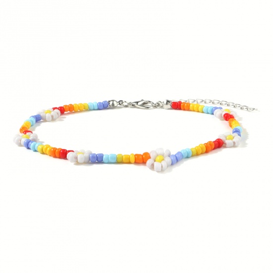 Picture of Glass Beaded Anklet Multicolor Flower 21cm(8 2/8") long, 1 Piece