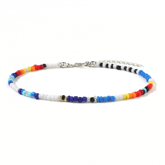 Picture of Glass Beaded Anklet Multicolor Flower 21cm(8 2/8") long, 1 Piece