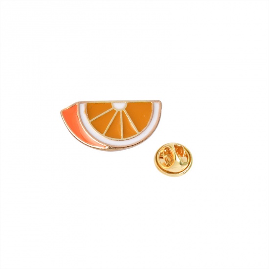 Image de Broche Epingle Orange Orange Émail 20mm x 10mm, 1 Pièce