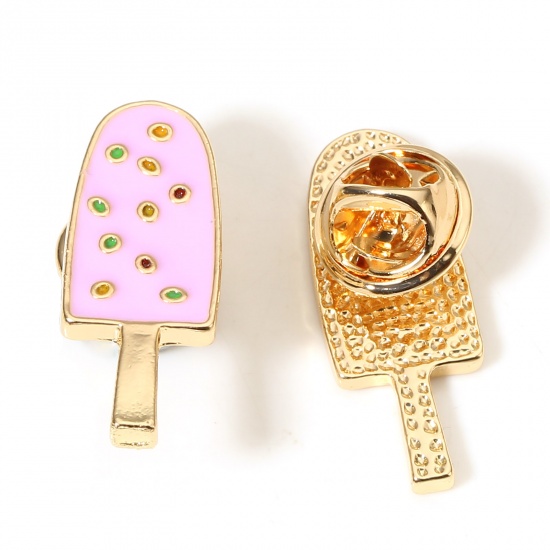 Picture of Pin Brooches Ice Lolly Purple Enamel 27mm x 11mm, 1 Piece