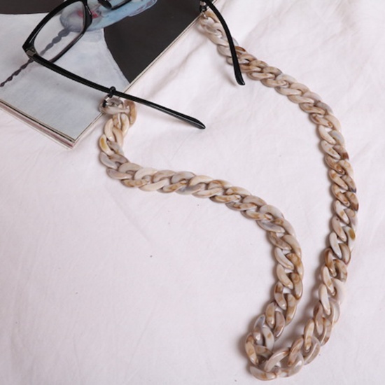 Bild von Acryl Panzerkette Kette Funde Brillenkettenhalter Hell Khaki 70cm lang, 1 Strang