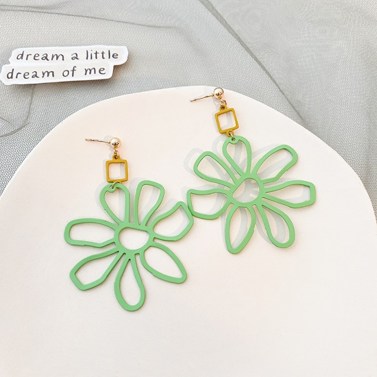 Picture of Earrings Green Flower 32mm x 28mm, 1 Pair