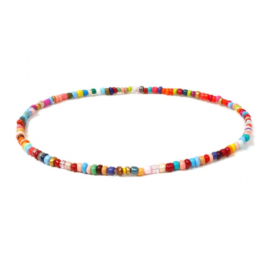 Picture of Glass Beaded Necklace Multicolor 40cm(15 6/8") long, 1 Piece