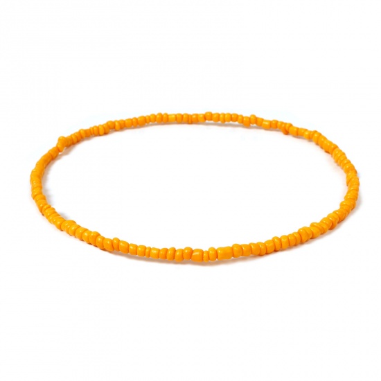 Immagine di Vetro Collana di Perline Arancione lunghezza: 40cm, 1 Pz